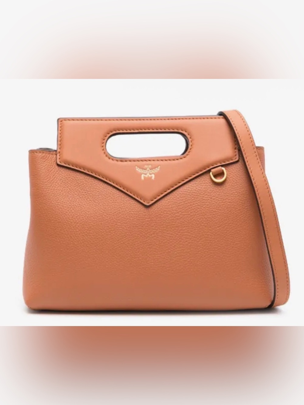MCM Cognac Brown Top-Handle Satchel with Detachable Strap